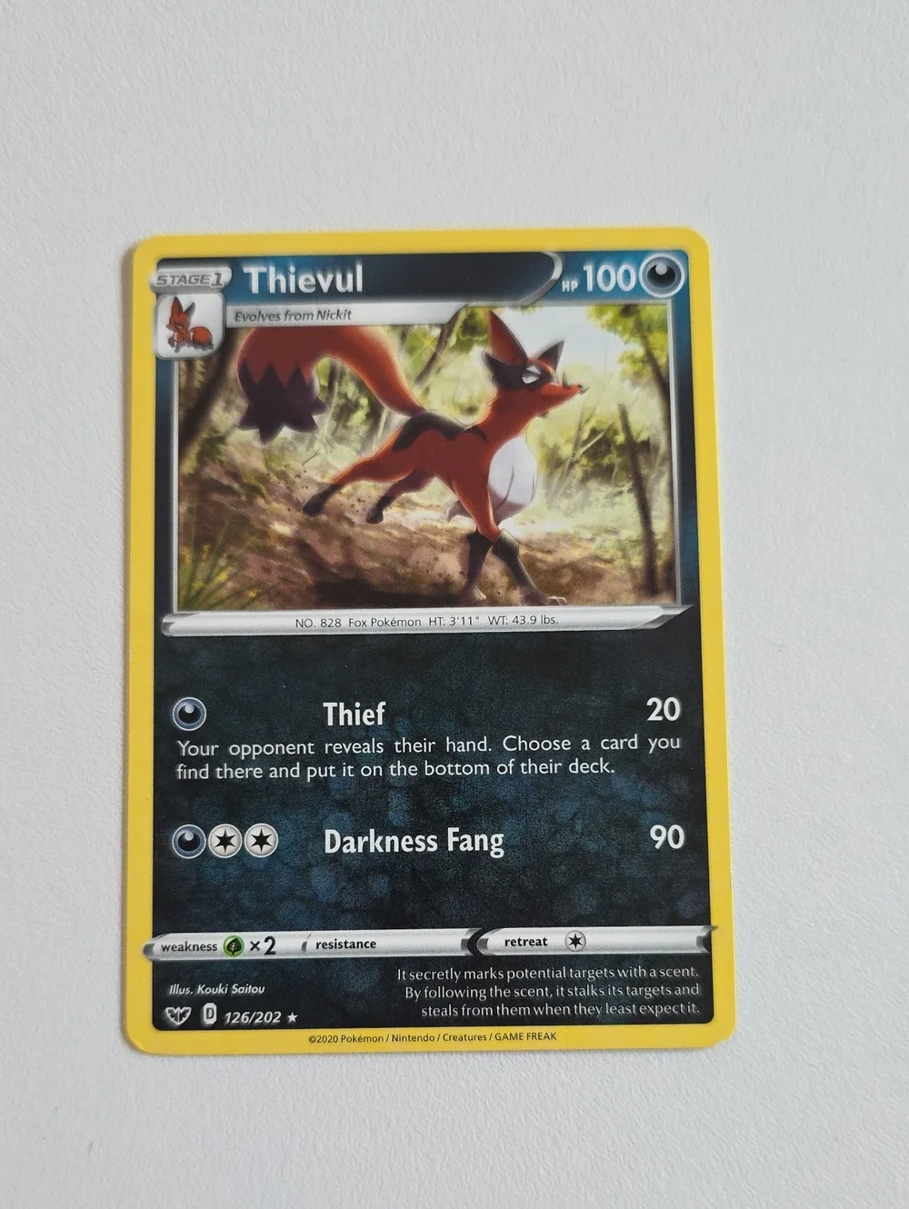 Pokemon Nickit And Thievul Card